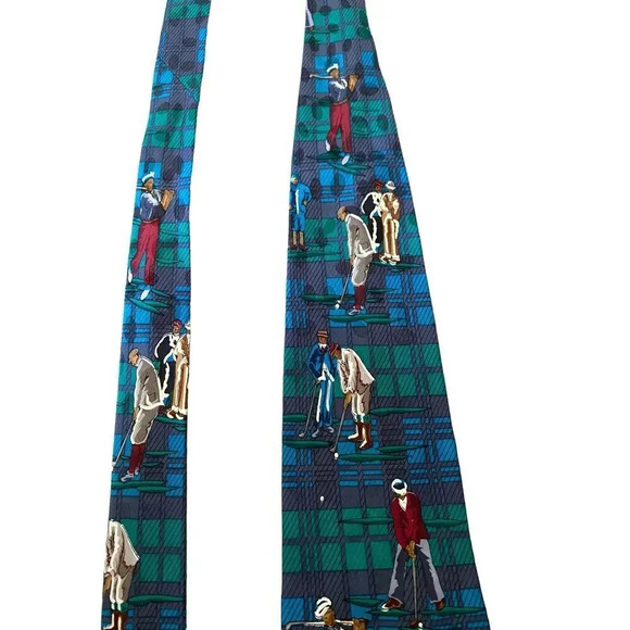 Addiction Green Hand Made 100% Silk Golf Country Club Tie - Picture 4 of 4